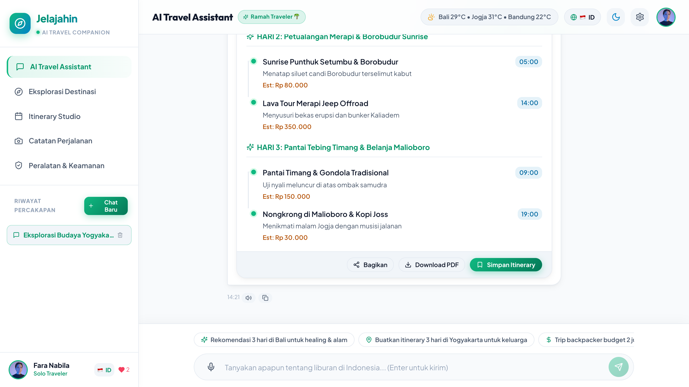 Jelajahin - AI Travel Assistant & Itinerary Planner Screenshot